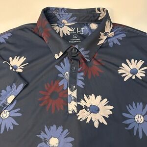 BYLT Premium Basics Men's L Floral Daisy Polo Shirt Golf Casual Short Sleeve Top
